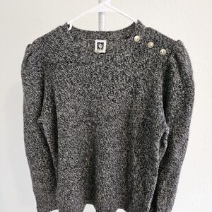 Anne Klein Charcoal Sweater with Button Accents